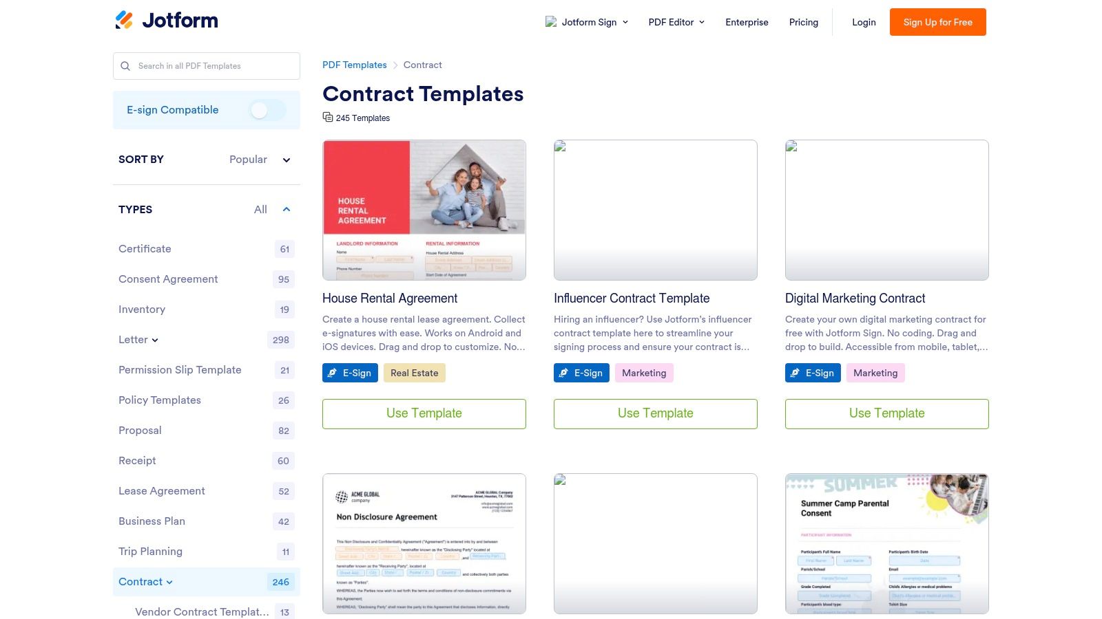 Jotform Contract Templates