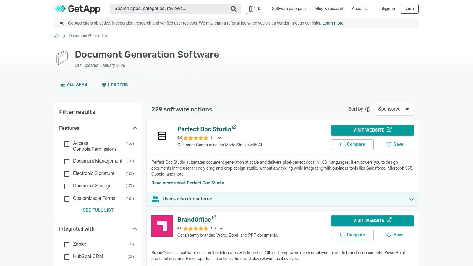 GetApp – Document Generation Software