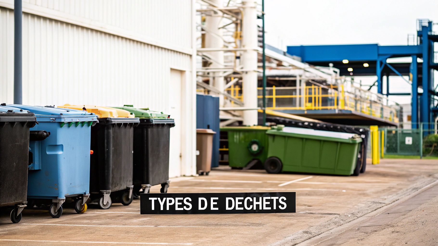 Un travailleur industriel triant des déchets plastiques dans une usine de recyclage