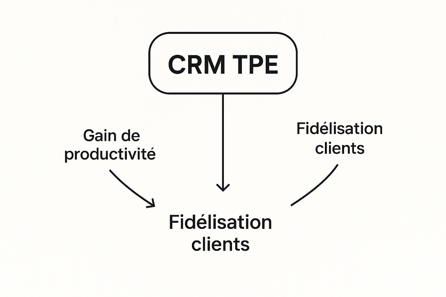 Infographie sur les piliers d'un CRM pour TPE