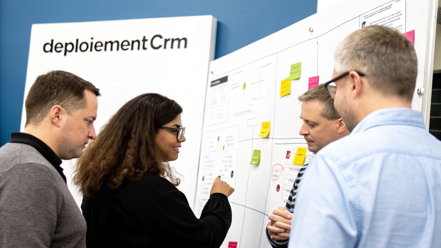 Deux professionnels discutant devant un écran d'ordinateur, illustrant la collaboration avec un expert CRM.