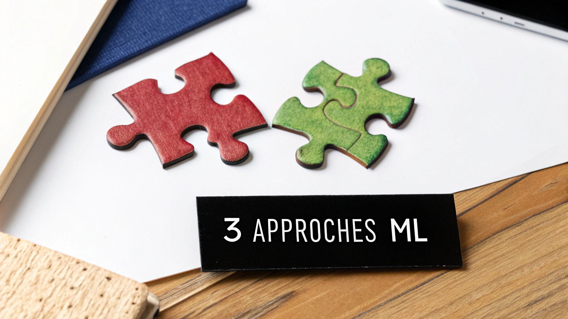 Illustration des trois types de machine learning : supervisé, non supervisé, et par renforcement