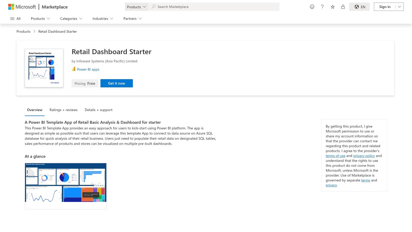 Microsoft AppSource – Marketplace d’applications/modèles Power BI