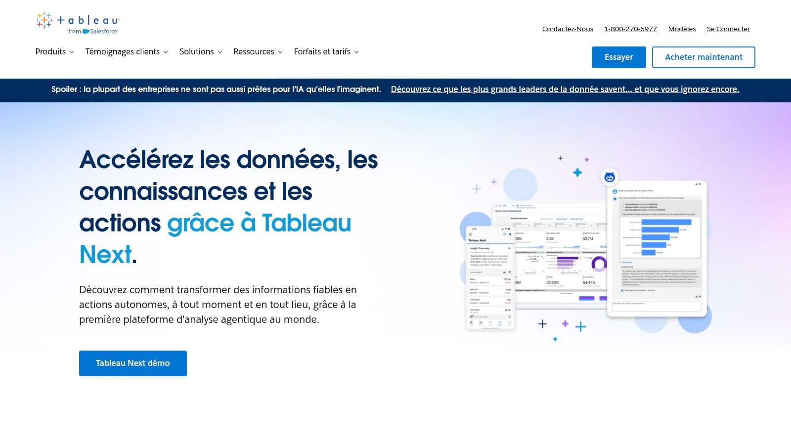 Exemple de tableau de bord de gestion réalisé avec Tableau