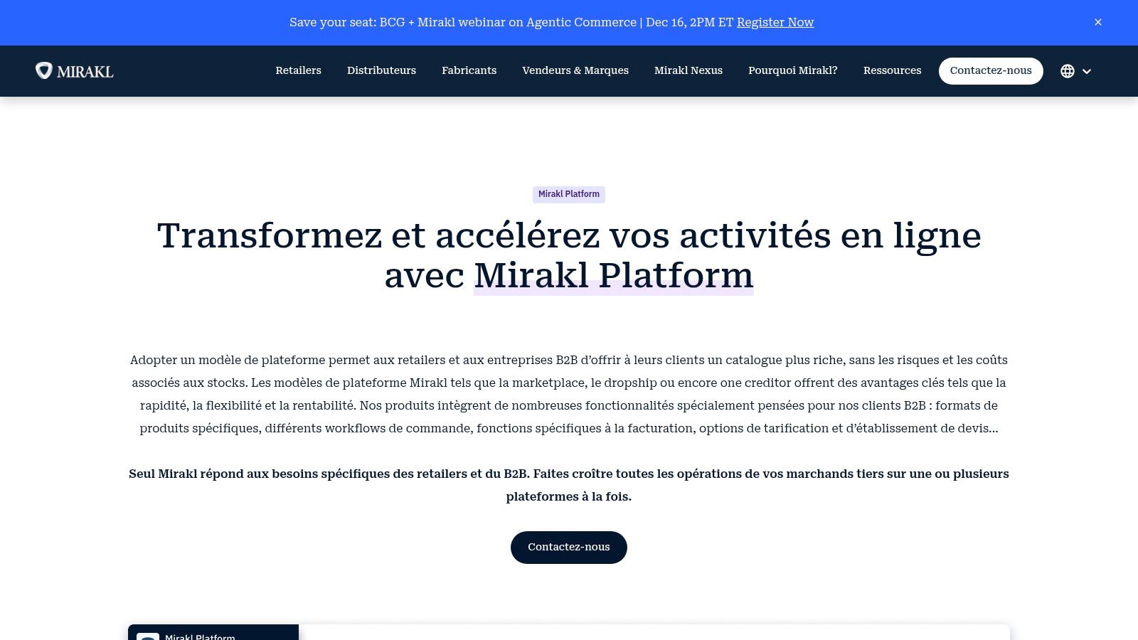 Mirakl Marketplace Platform