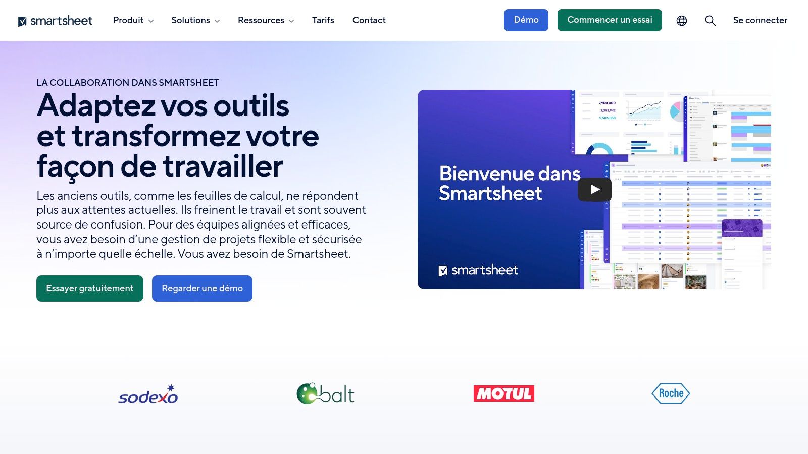 Exemple de tableau de bord de gestion de projet sur Smartsheet