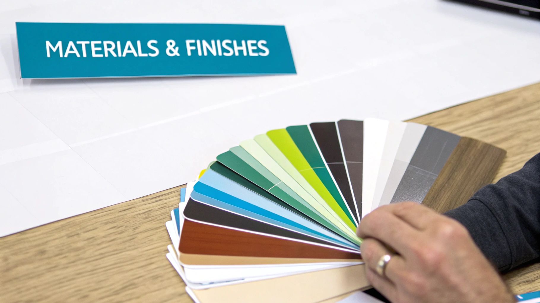 Vinyl samples showing matte gloss and satin finishes