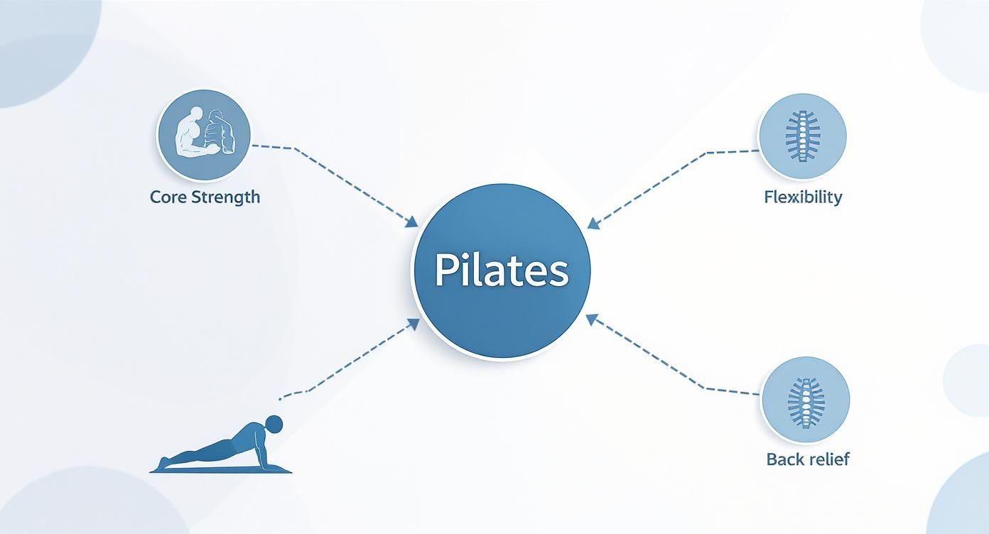 Infographic about pilates for beginners at home