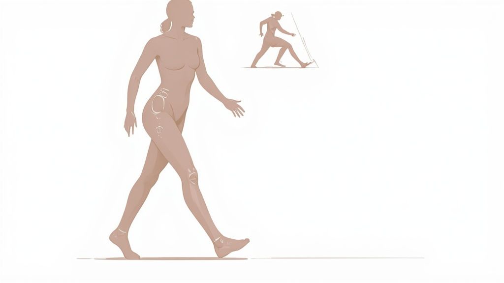 A person in a plank position on a yoga mat in a bright, modern living room.