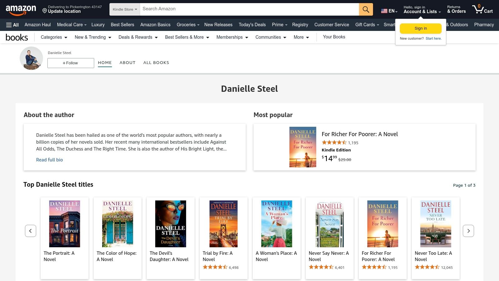 Amazon – Danielle Steel Author Store