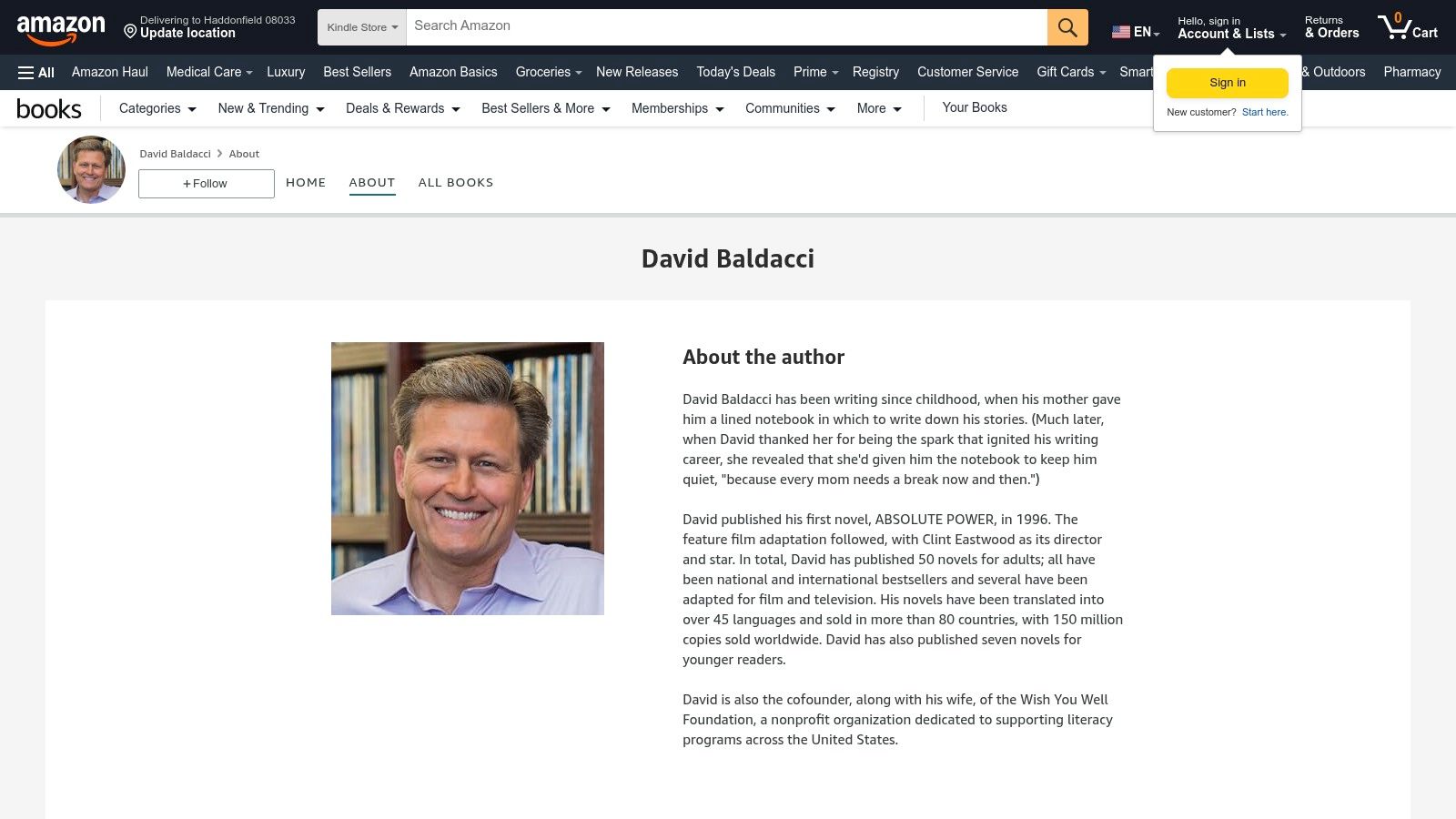 Amazon (Author Store + product pages)