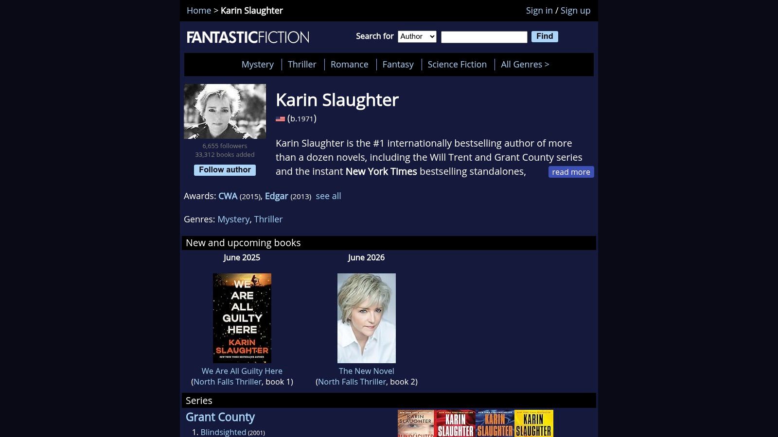 FantasticFiction — Detailed series order with retailer links