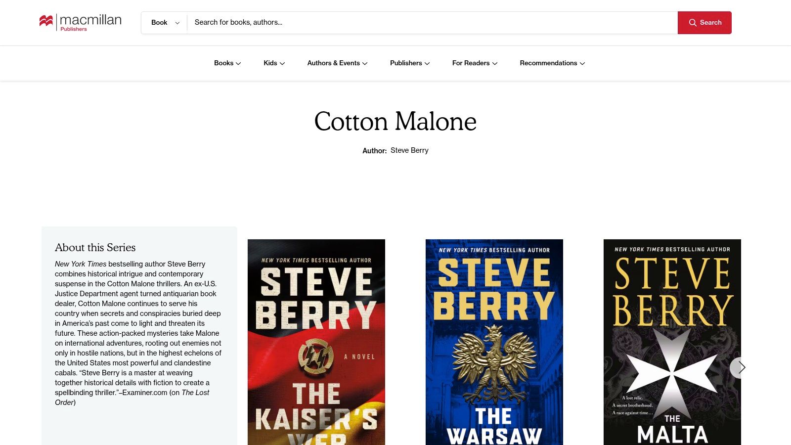 Macmillan (St. Martin’s/Minotaur) — Publisher series page