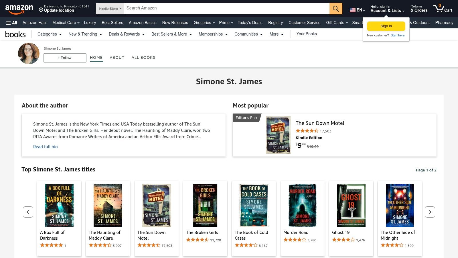 Amazon — Simone St. James Author Store