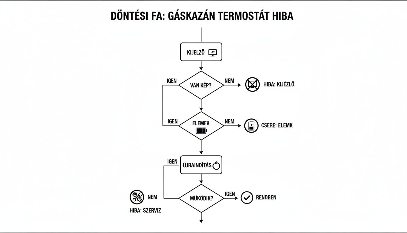Döntési fa a gázkazán termosztát hibák elhárításához. Lépések a kijelzőtől az újraindításig.