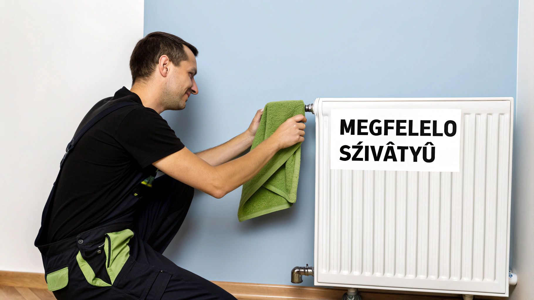 Egy modern keringető szivattyú közelről, amely egy fűtési rendszer csőhálózatára van felszerelve.