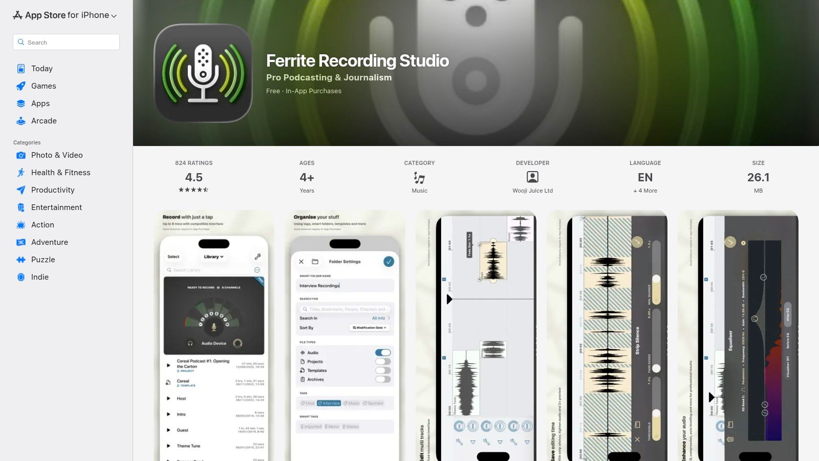 Ferrite Recording Studio (iOS/iPadOS – App Store)