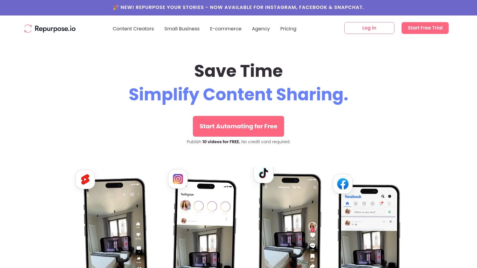 Repurpose.io platform showcasing its content workflow automation features.