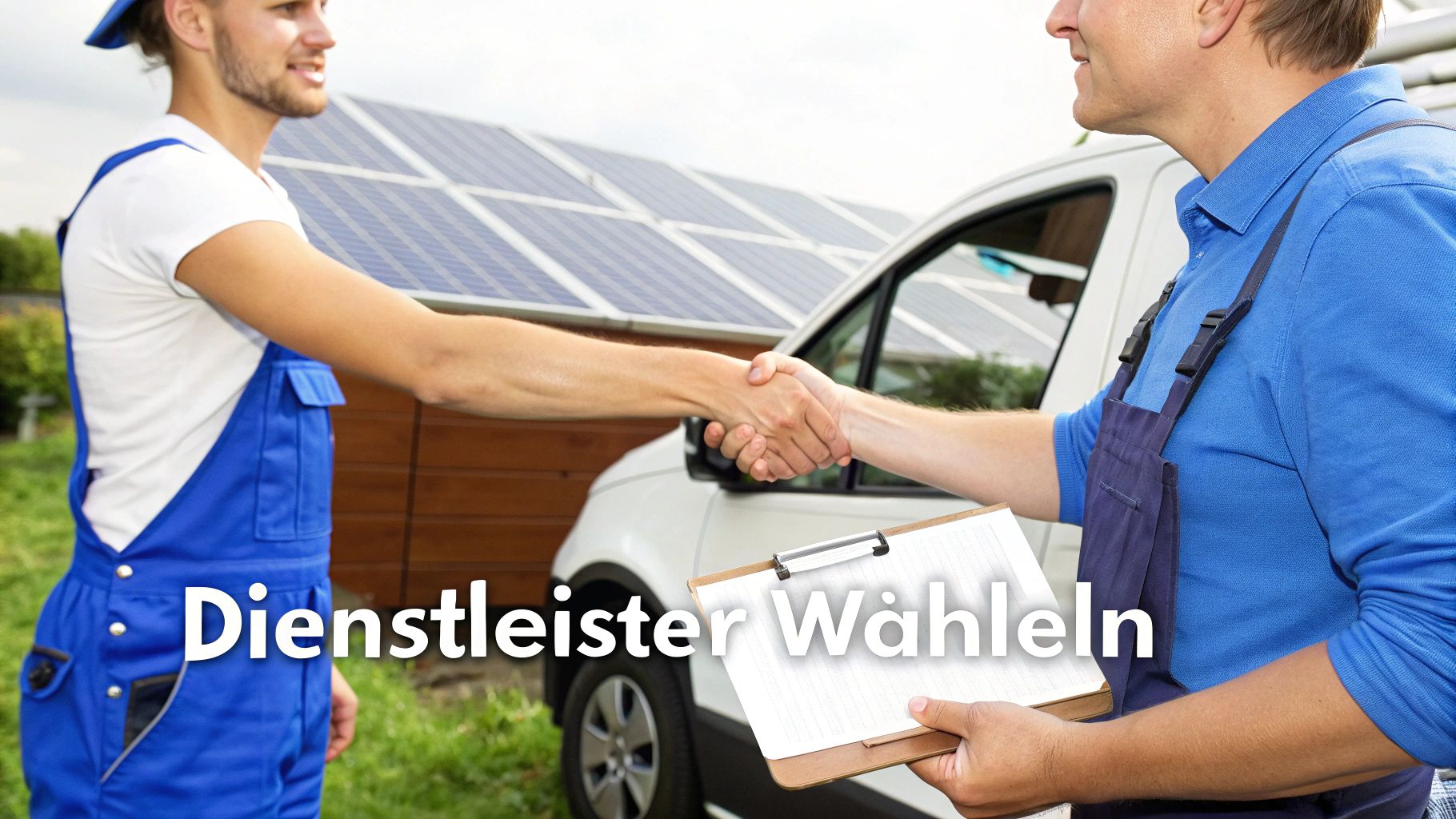 Ein Team von mr. clean AG bereitet die professionelle Reinigung einer grossen Solaranlage vor.