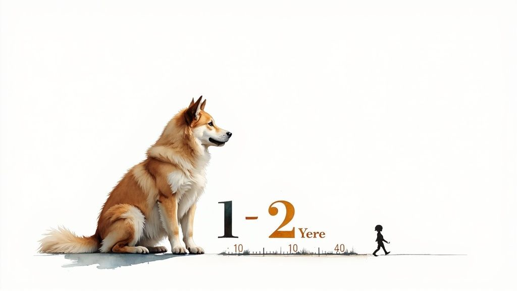 Ein Hund schaut nachdenklich in die Ferne und symbolisiert das Altern