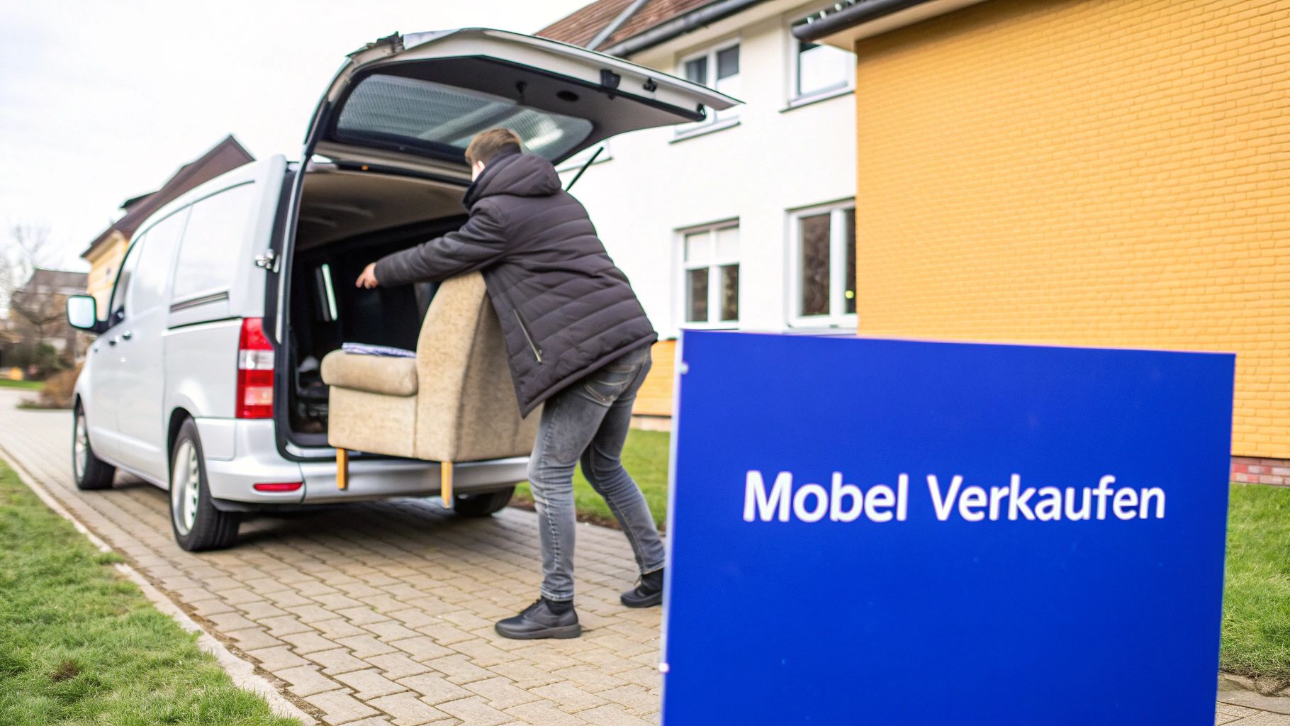 Ein gut erhaltenes Sofa in einem hellen Wohnzimmer