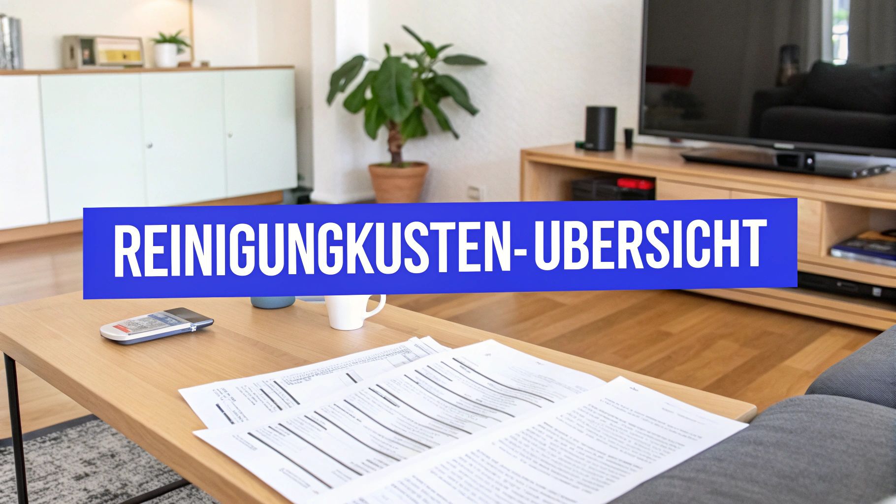 Eine Person reinigt professionell eine Küchenoberfläche in einer modernen Wohnung