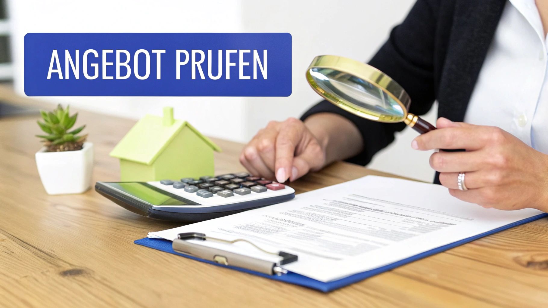 Eine Person prüft sorgfältig eine Offerte einer Reinigungsfirma in St. Gallen