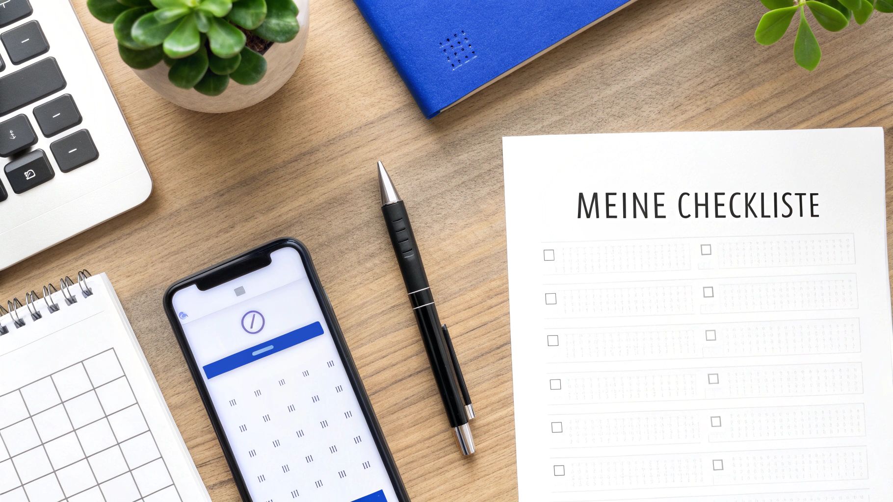 Eine Person geht eine Checkliste auf einem Klemmbrett durch.