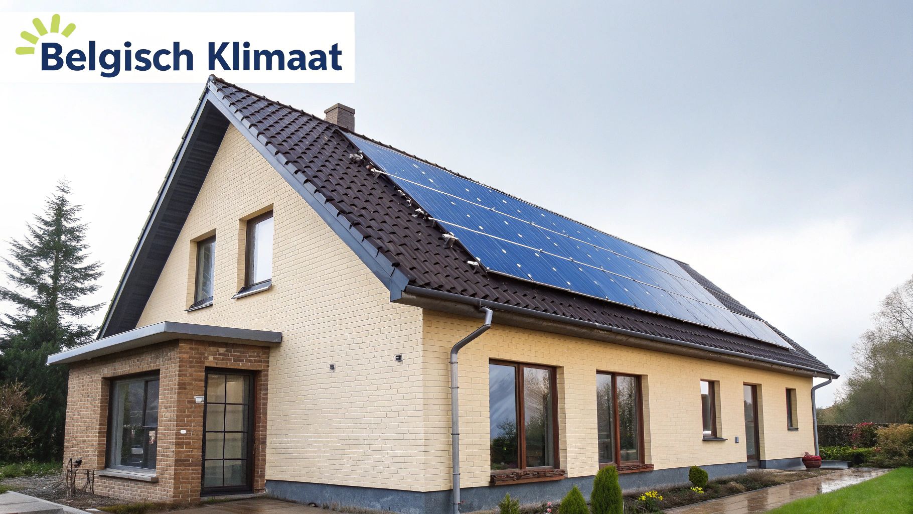 Glas op glas zonnepanelen geïnstalleerd op een dak in België, bestand tegen wisselvallig weer