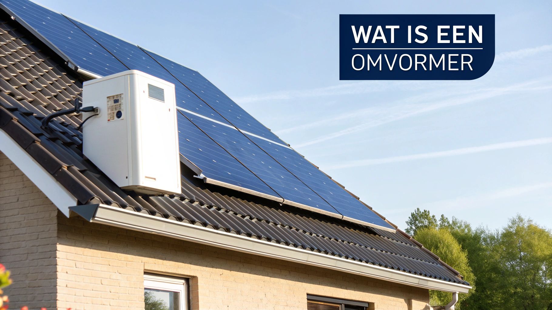 Een close-up van een moderne omvormer die de kern van een zonne-energie-installatie toont