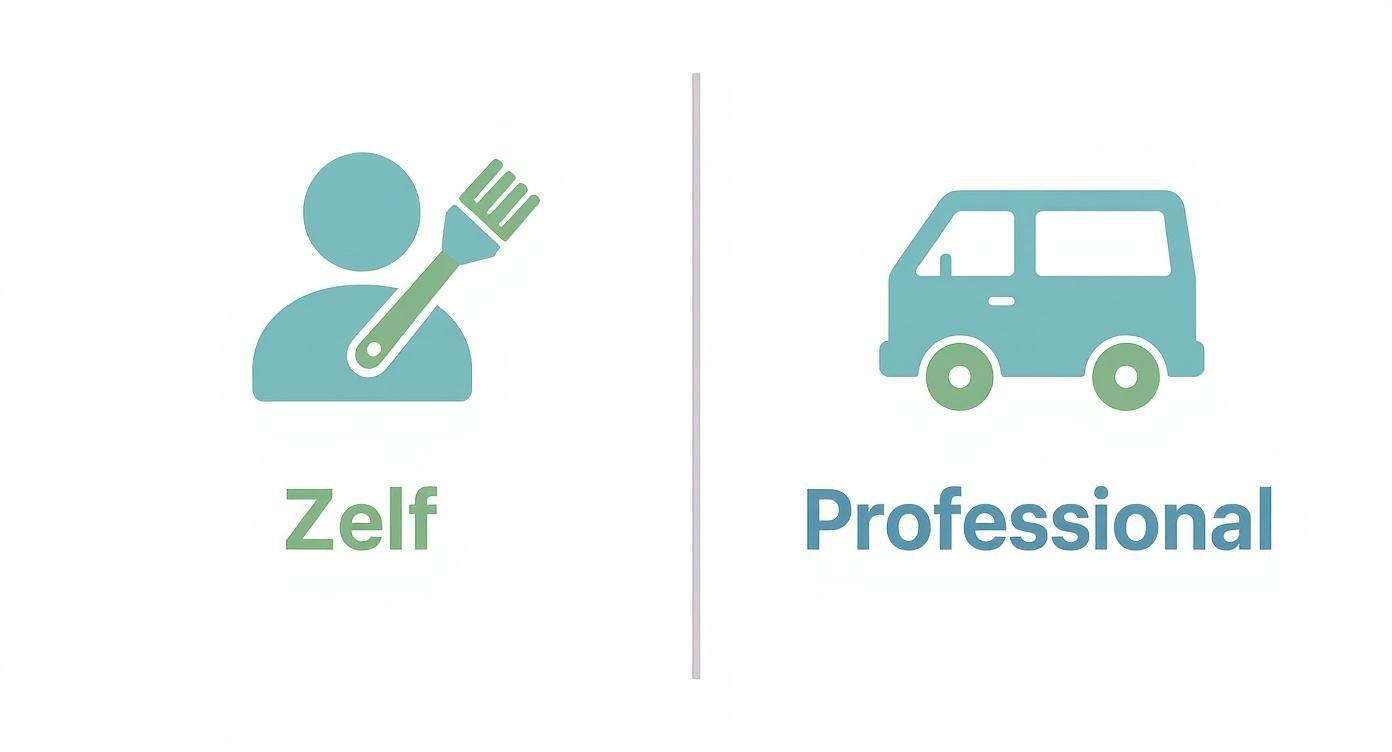 Vergelijking tussen zelf zonnepanelen reinigen met DIY gereedschap en professionele schoonmaakservice met busje