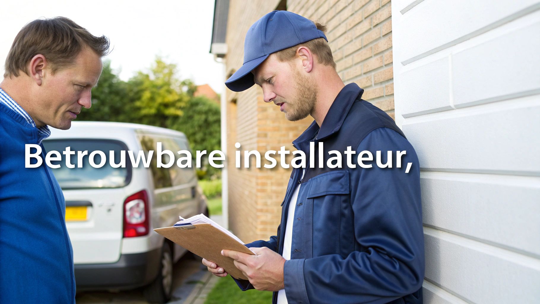 Een betrouwbare installateur die een thuisbatterij installeert.