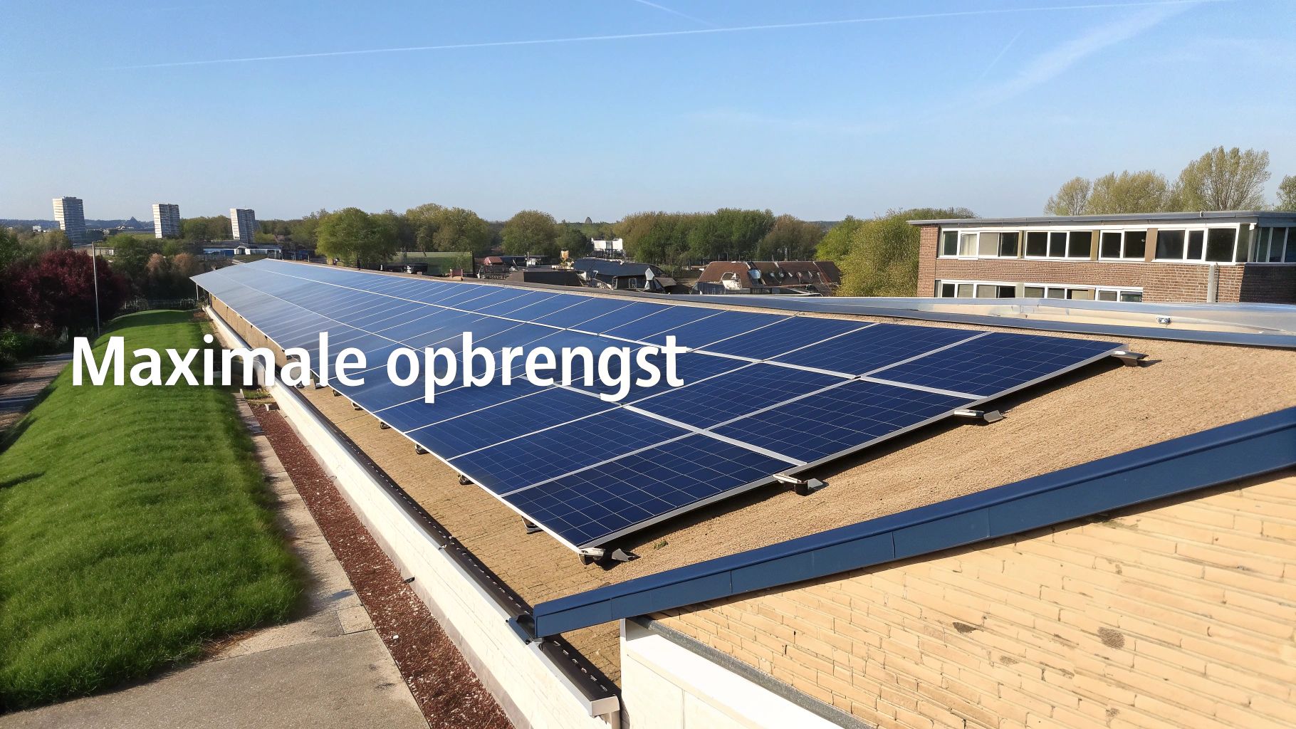 Zonnepanelen perfect georiënteerd op een plat dak