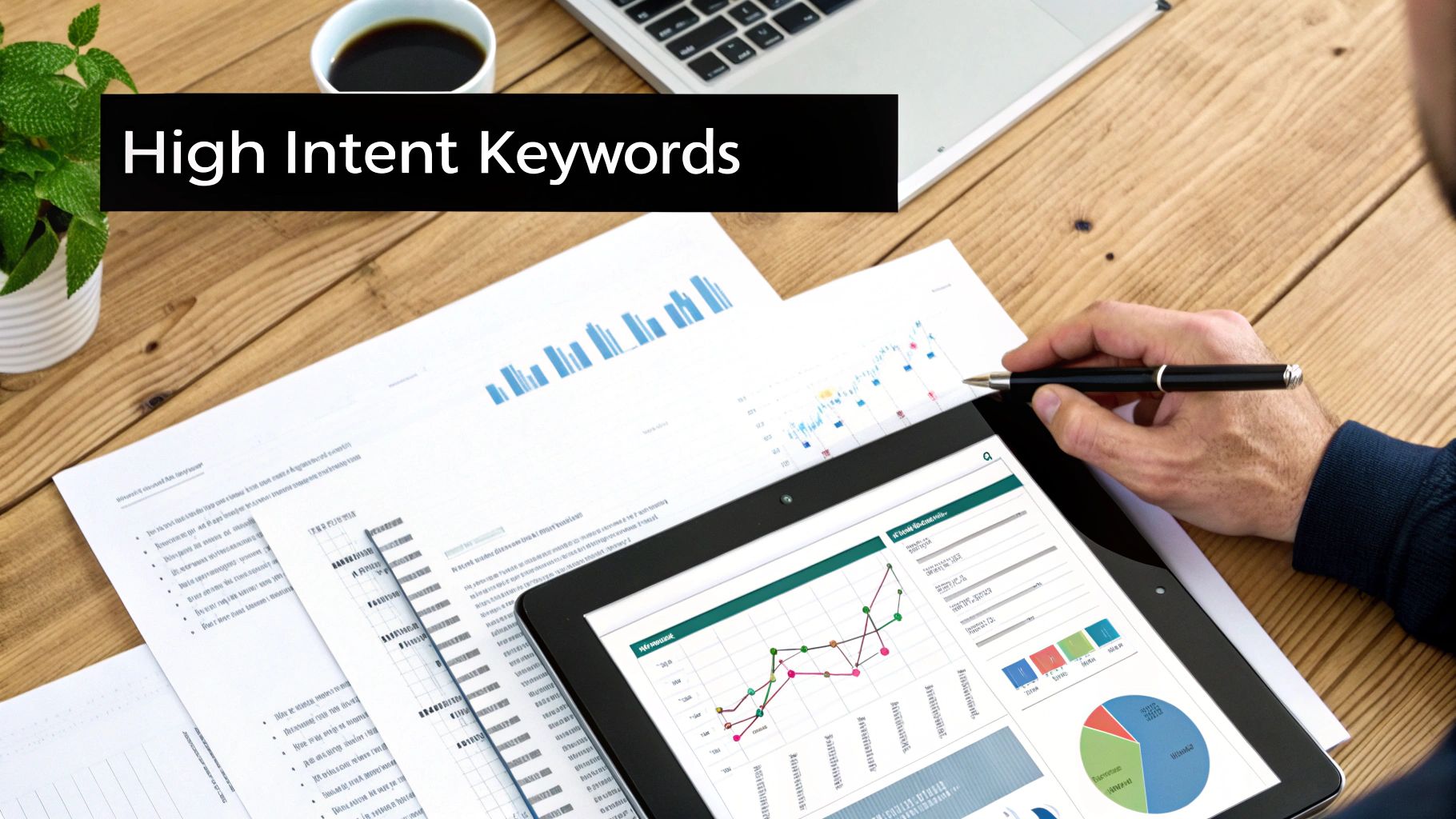 A person at a desk analyzing data on multiple screens, representing detailed keyword and audience research.