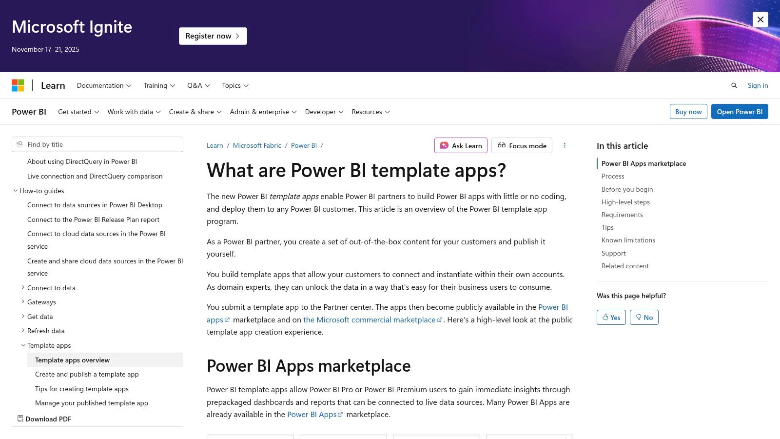 Microsoft Power BI – Template Apps via AppSource