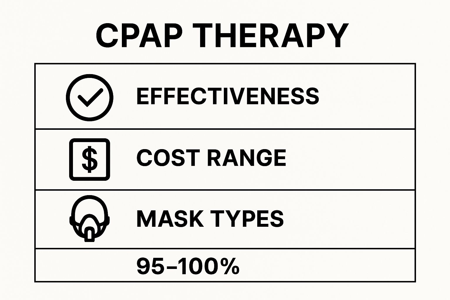 Infographic showing key data about Continuous Positive Airway Pressure (CPAP) Therapy
