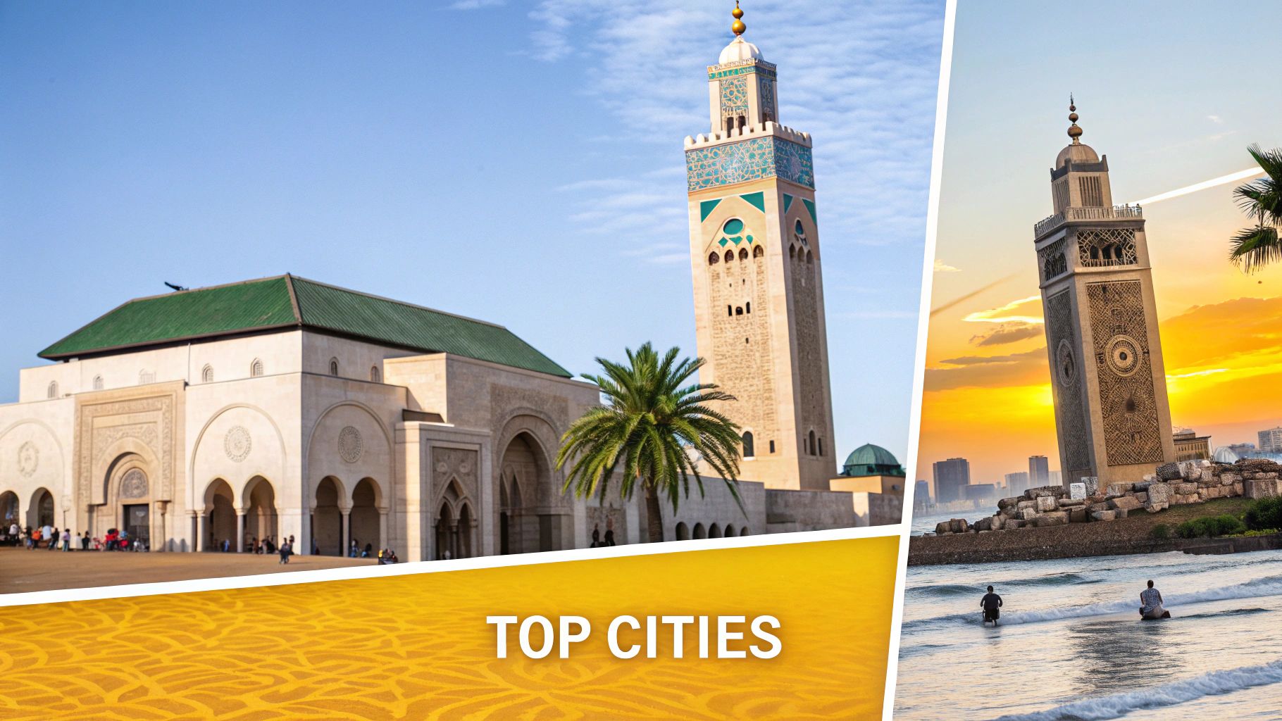 Scenic view of Marrakech's cityscape with modern buildings and traditional architecture.
