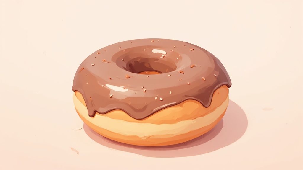 Un donut de haute qualité avec un glaçage brillant et une texture moelleuse.