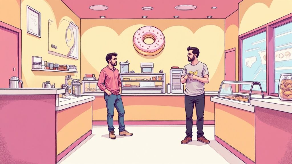 Donuts colorés et personnalisés sur un présentoir