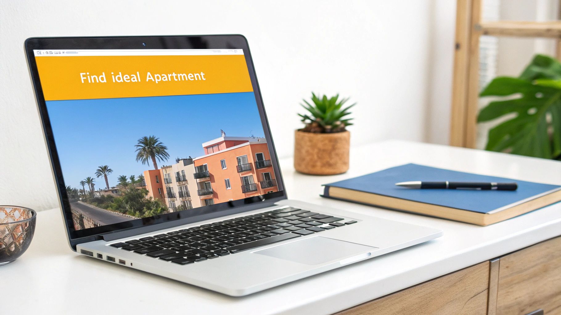 A person reviewing property listings on a laptop