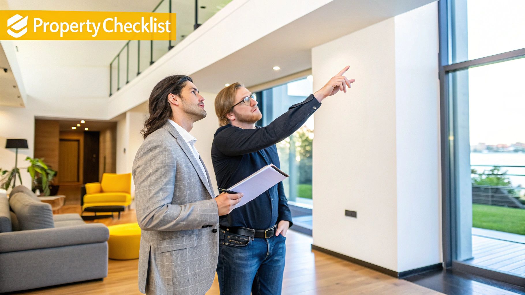 Woman smiling while looking at an apartment listing on her phone