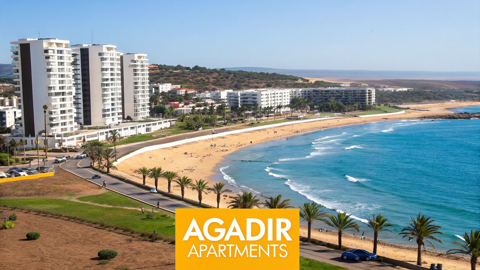 View of Agadir's coastline and modern buildings
