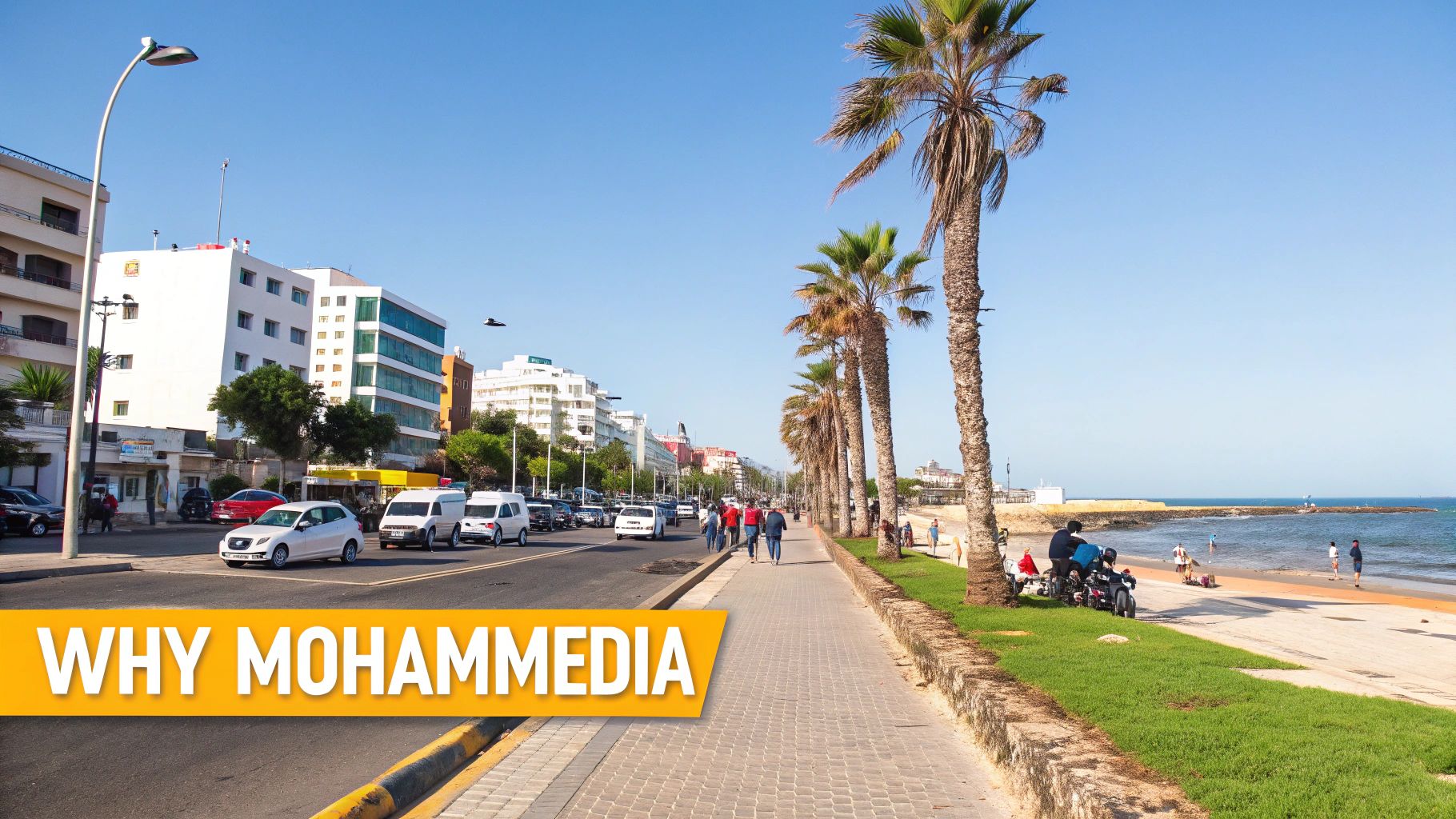 A modern apartment building with balconies overlooking the ocean in Mohammedia
