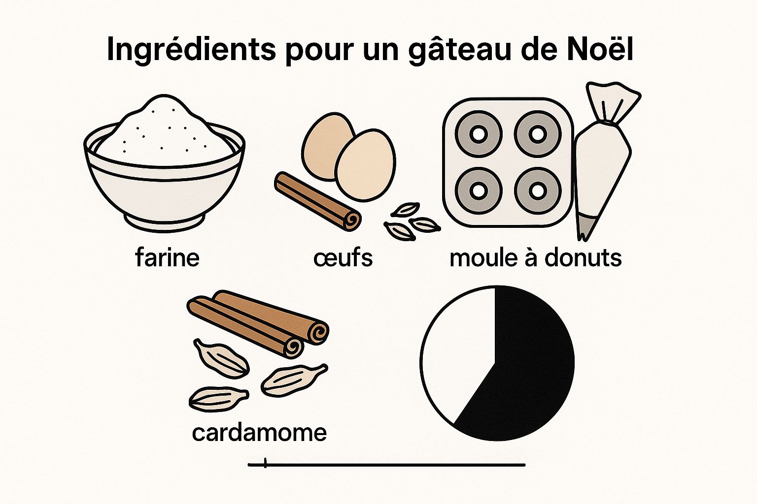 Infographie sur les ingrédients et le matériel pour donuts de Noël