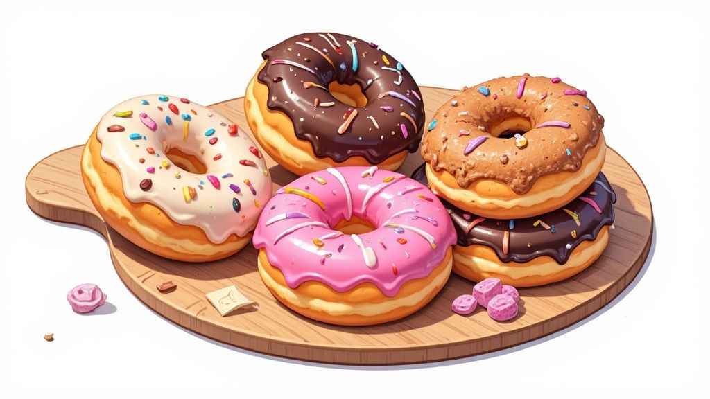 Assortiment de donuts aux glaçages variés et gourmands