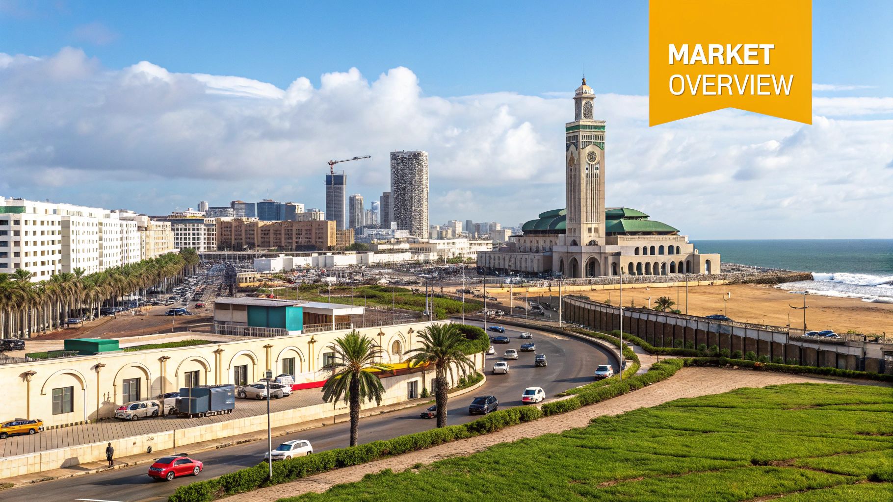 A modern building facade with intricate designs in Casablanca