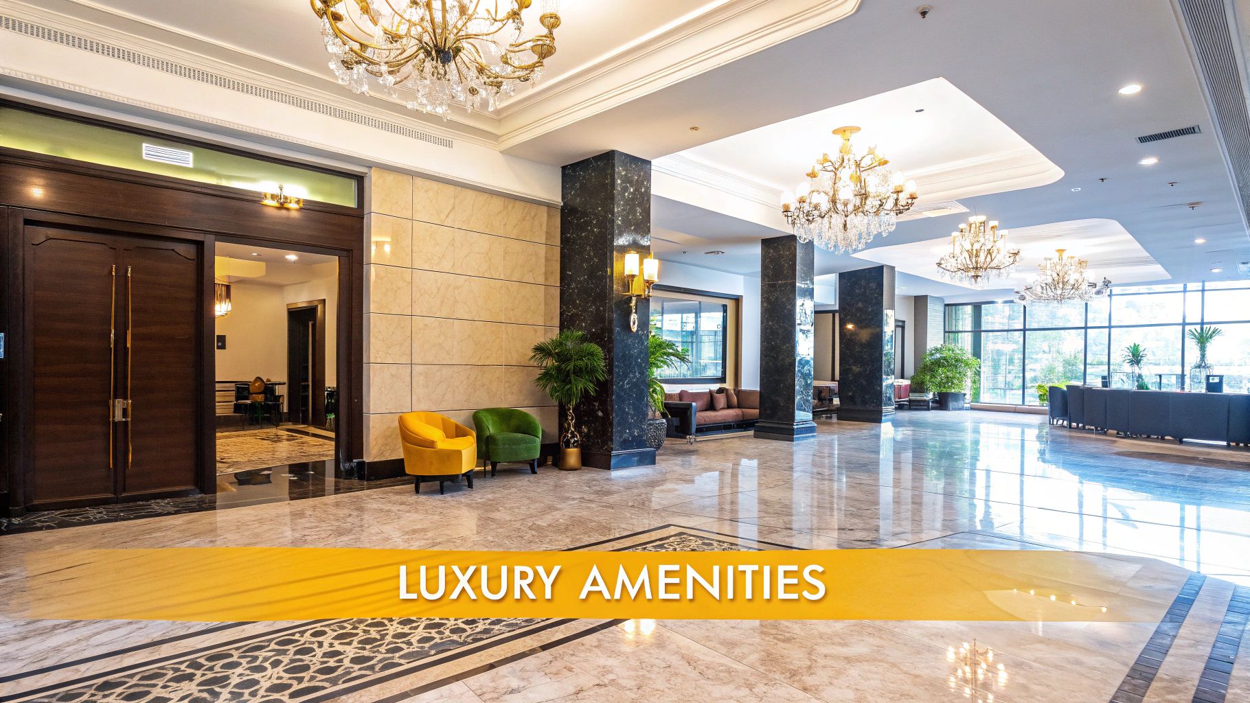 A beautiful, sunlit street in a Moroccan luxury neighbourhood with palm trees and upscale architecture.