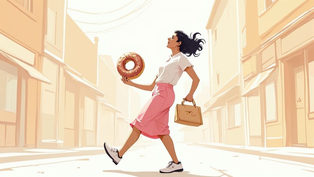 Une sélection colorée de donuts sur un comptoir de pâtisserie.