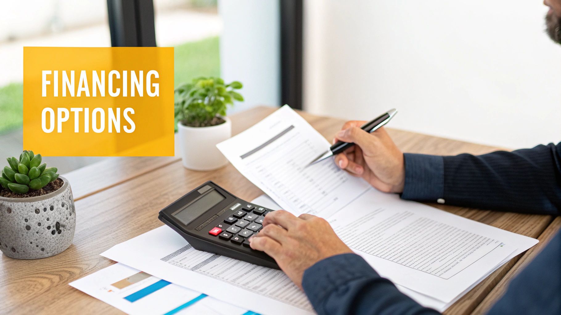 A person reviewing mortgage documents with a real estate agent