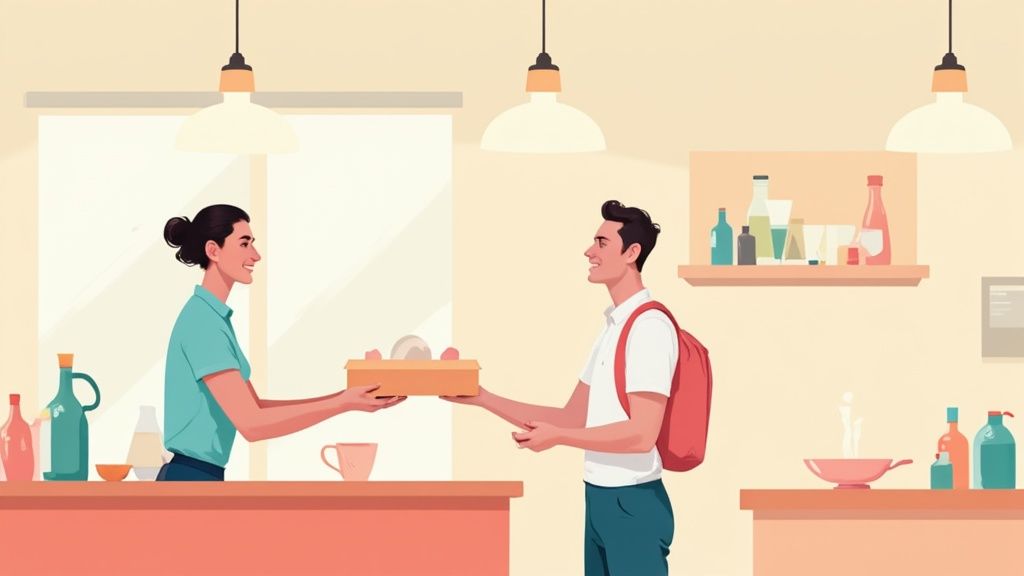 Desserts à emporter modernes et élégants sur une table en bois